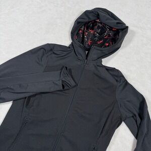 North Face Women XSmall Black Hooded Performance Jacket Bamboo Print  Activewear